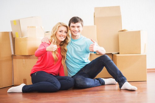 Various cardboard box sizes and wrapping supplies for home packing